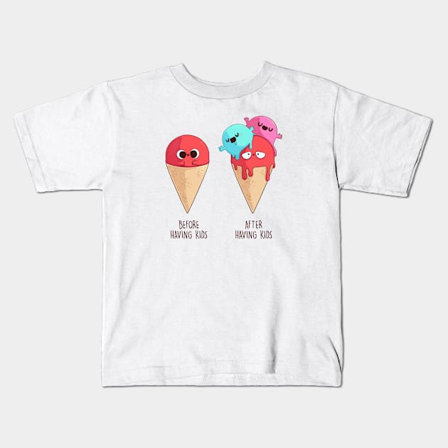 Before and after Having Kids Kids T-Shirt by Naolito